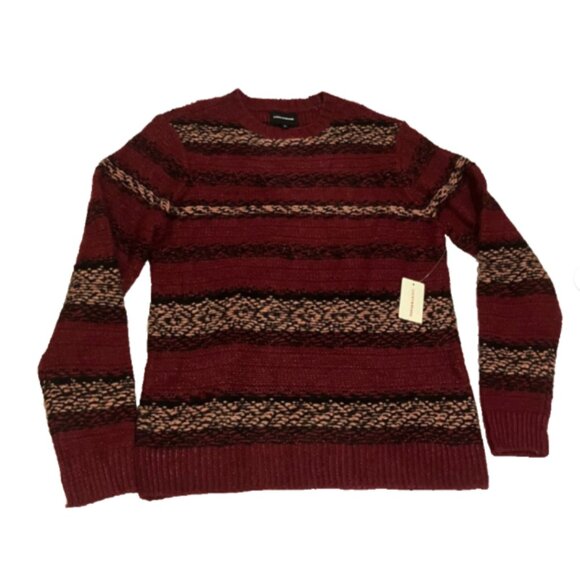 Lucky Brand Men's Cabernet Fair Isle Jacquard Wool Crew Neck Sweater Size L - Picture 3 of 7